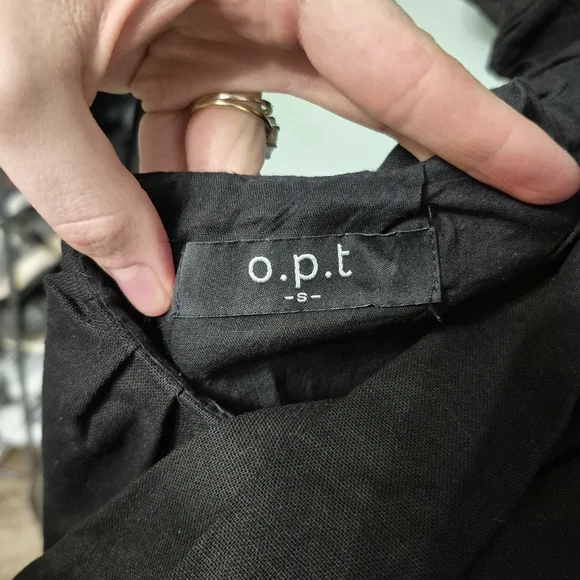 O.P.T Women's Boho Cottagecore Black Midi Open Back Dress Size Small - Picture 8 of 9